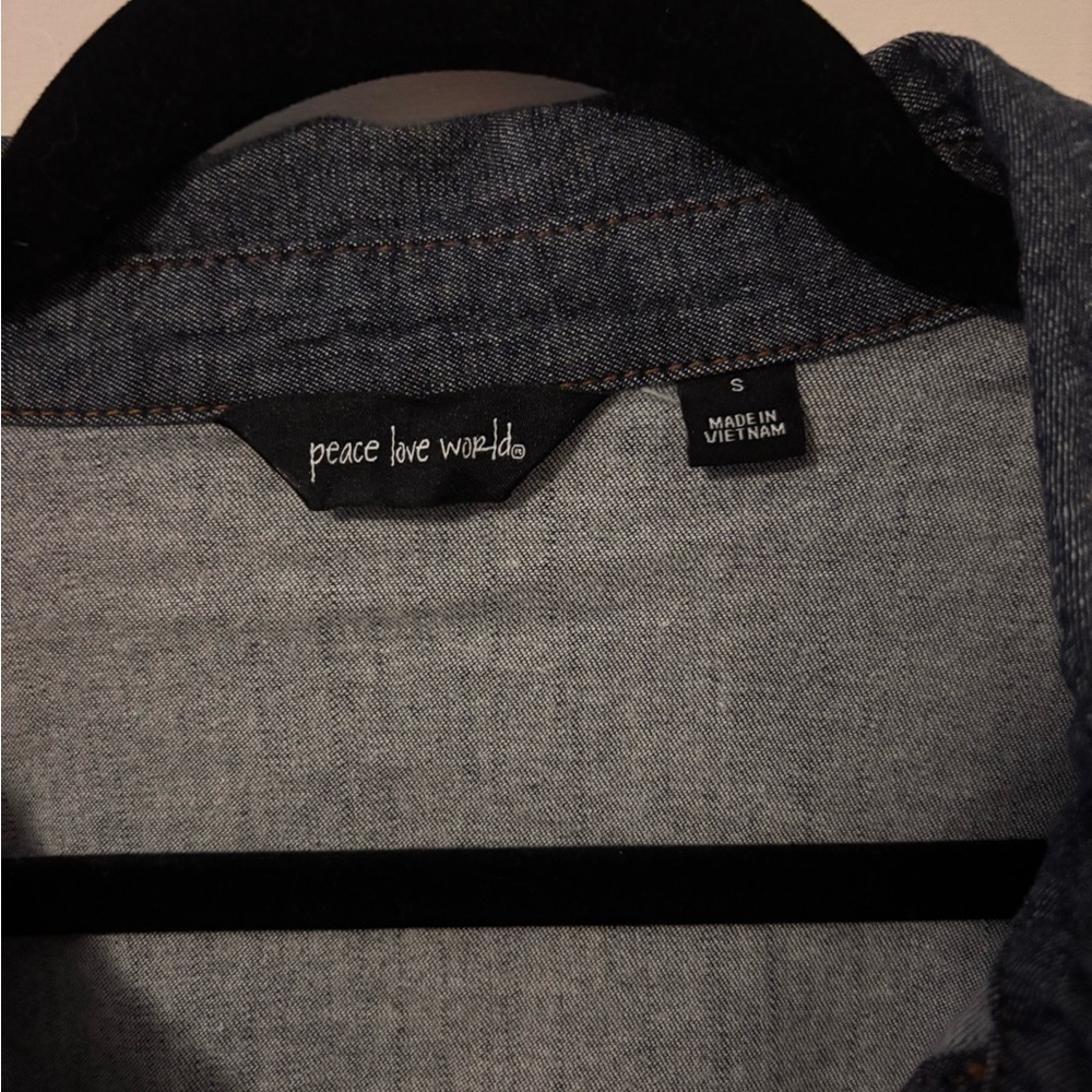 Peace Love World Dark Blue Jean Jacket - Picture 3 of 4